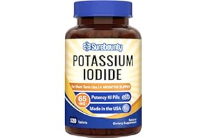 Surebounty Potassium Iodide 65MG, 4 Months Supply, 120 Tablets, YODO Naciente, Ki Tablets, Made in USA, Thyroid Support, KI Potassium Iodide Dietary Supplement