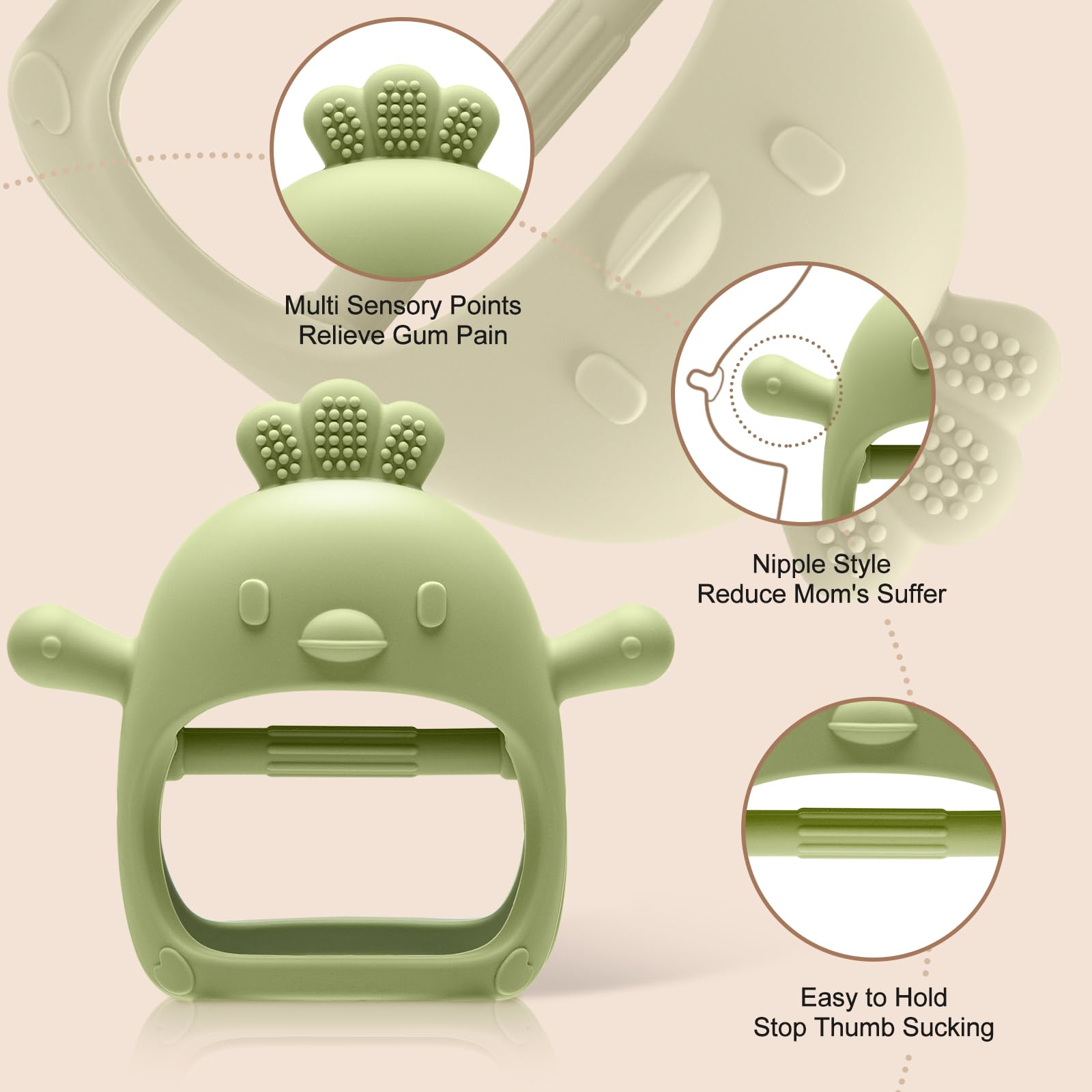 2 Pack Baby Teething Toys for 0-6 6-12 Months, Never Drop Infant Teether Teething Mitten Toys for 0 3 6 9 12 Months, Newborn Soothing Teething Toy Gifts for 1 One Year Old Baby Boys Girls