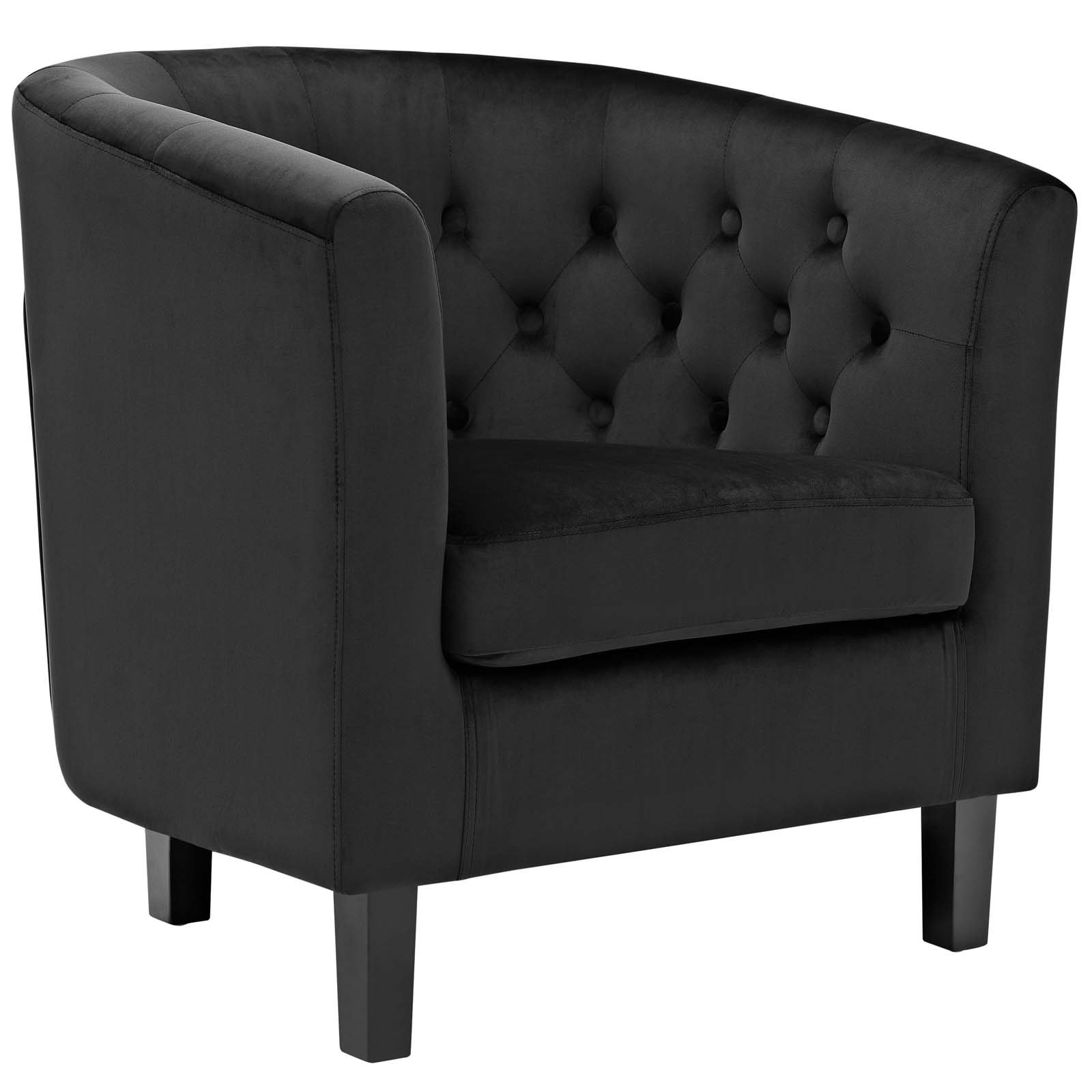 Modway Prospect Upholstered Velvet Contemporary Modern Accent Arm Chair in Black LAVORIST