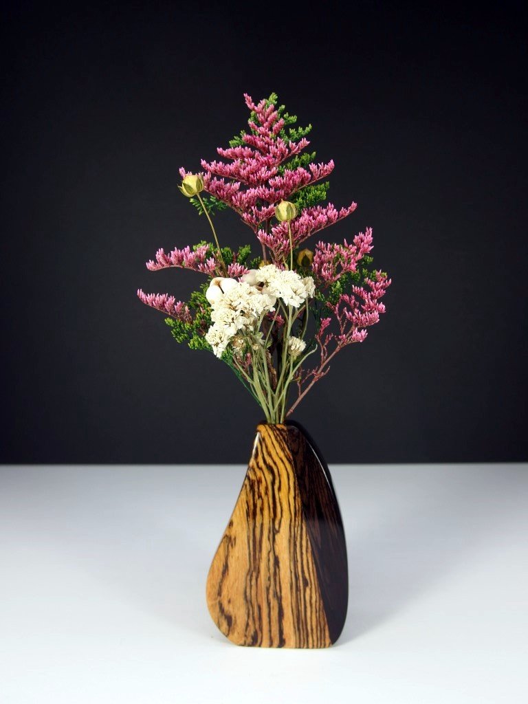 Handcrafted Sculptured Wooden Bud Vase. Weed Pot. OneOfA