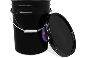 EPACKAGESUPPLY 5-Gallon Black Plastic Bucket with Matching Airtight Lid I Food Grade Bucket | BPA-Free I Heavy Duty 90 Mil All Purpose Pail | Reusable I Made in USA | 1 Count