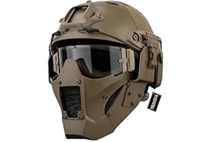 YBJMSFA Tactical Fast Helmet Air Gun Steel Mesh Protective Mask and Goggles, for Hunting Paintball CS Game BB Gun Shooting