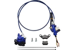 PRO BAT Rear Hydraulic Brake Assembly Caliper Master Cylinder Kit with Extra Brake Pad for Four Wheeler Baja for Go Kart Golf Cart ATV, Blue
