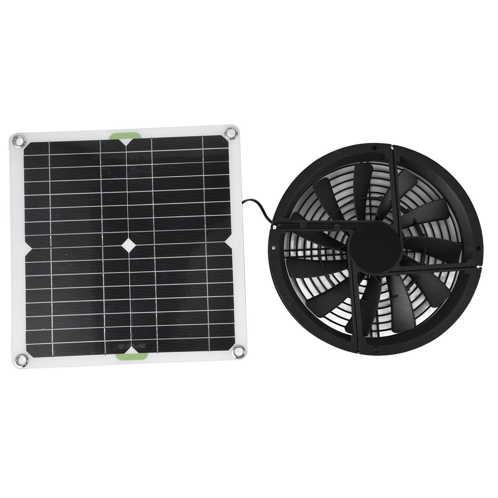 Solar Powered Fan Kit, 100W 12V 10in Waterproof Cooling Round Solar Panel Exhaust Fan with Fan Cover, 3000 Rpm Outdoor Portable Mini Ventilator for Chicken Coops, Greenhouse Shed, Pet House