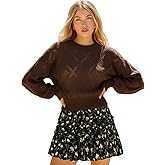 CUPSHE Womens Sweater Long Sleeve Crewneck 2025 Lightweight Trendy Crochet Sweaters Top