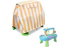 LANOVAGEAR Kids Water Table Cover Fit Step2 Rain Showers Splash Pond Water Table, Step 2 Water Table Accessories Waterproof Dust Proof Anti-UV Cover -Cover Only(Orange-White, 41''Wx25''Dx33''H)