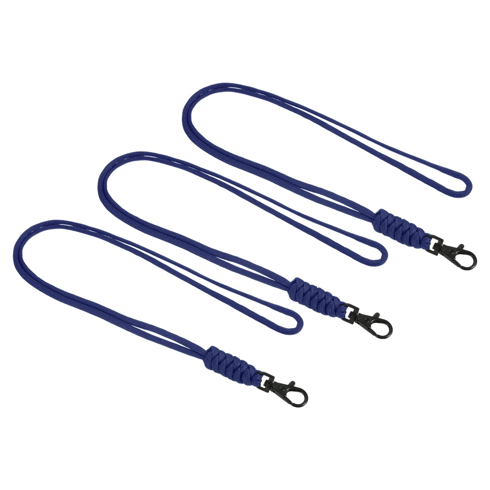 PATIKIL Paracord Lanyard with Lobster Clasp 19 Inch, 3 Pack Necklace Keychain Cord Metal Hook Strap for Keys Whistle Badge Holder, Blue