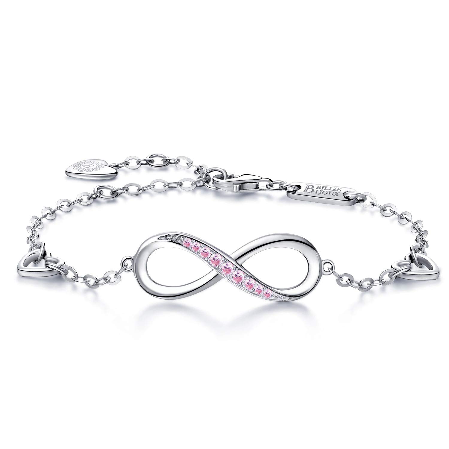 Billie Bijoux Womens 925 sterling Silver Infinity Endless Love Symbol Charm Adjustable Bracelet — image 1