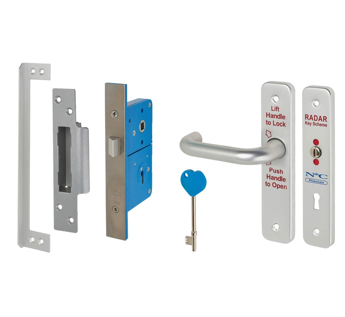 Radar Lock Set for Toilet Doors Under Phlexicare Blue Badge National Key Scheme (Left Hand Set)