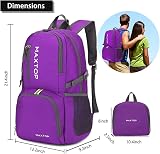 MAXTOP 50L Ultra Lightweight Packable Backpack Wet Pocket Foldable Rucksack view 2