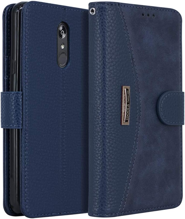 Leather Wallet Phone Case for LG Stylo 4, IDOOLS Folding Flip Cases Protective Cover Strong Magnetic Closure with Card Slots Kickstand -Blue