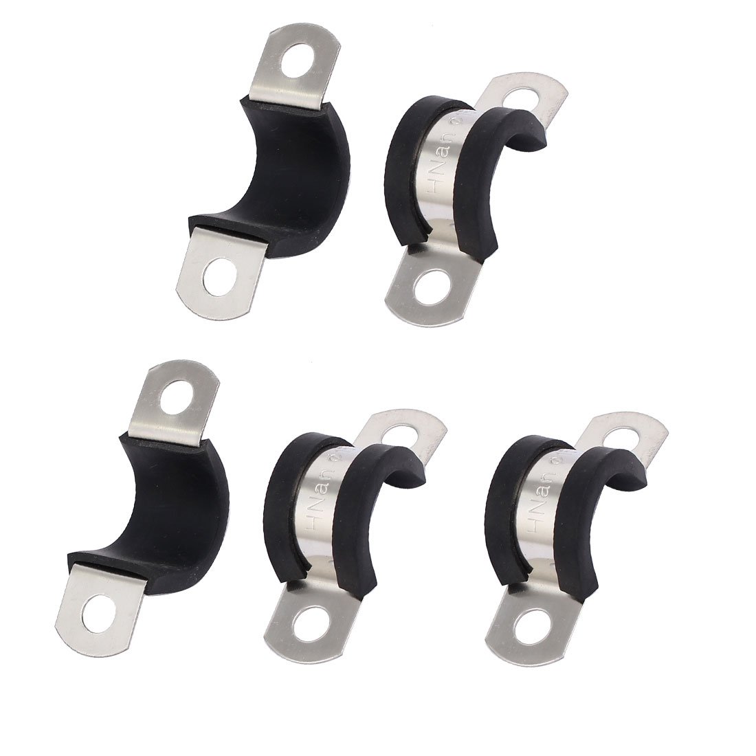 Sourcingmap 15mm Dia EPDM Rubber Lined U Shaped Pipe Tube Wire Clamps Clips 5pcs