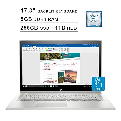 2019 Newest HP Envy 17.3 Inch FHD Touchscreen Laptop Intel 4-Core i7-8550U up to 4GHz, 8GB RAM, 256GB SSD  1TB HDD, NVIDIA MX150 2GB, Backlit