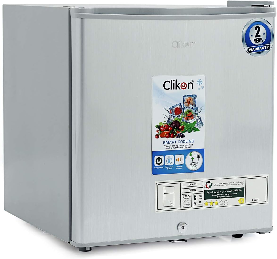 Clikon 48 Liter Mini Refrigerator / Fridge, Single Door, Grey