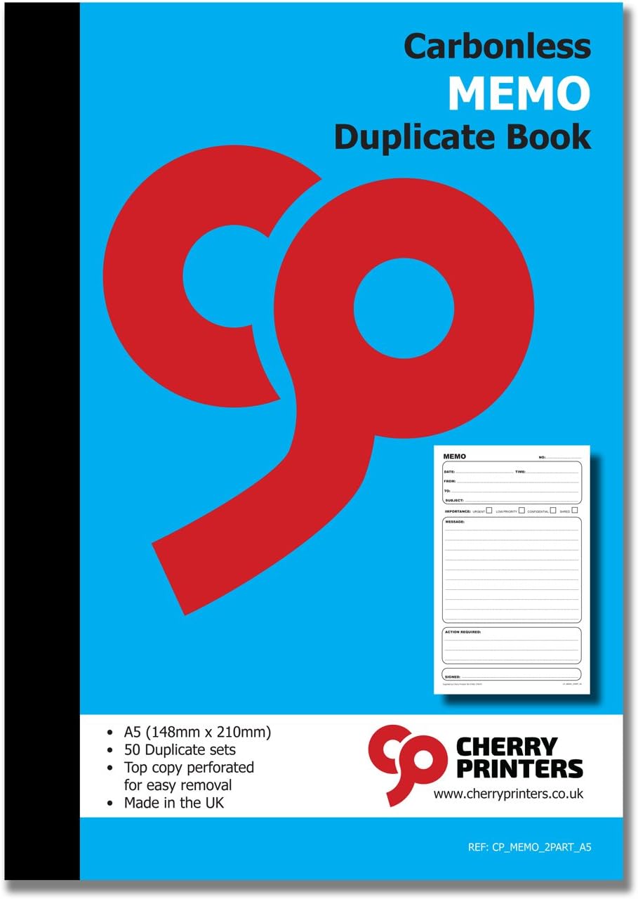 Cherry Printers Carbonless NCR Memo Duplicate Book