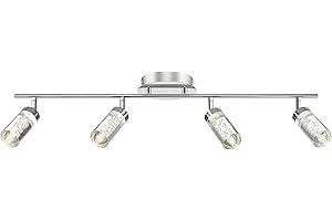 Ken & Ricky 4-Light Track Lighting, Modern LED Track Lights, 30" Complete Track Light, 3000K, Brushed Nickle Finish, Flexibly Rotatable Light Head, KR3367-C-CH-4