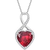 FJ Infinity Necklaces for Women 925 Sterling Silver Heart Birthstone Pendant Necklace Anniversary Birthday Jewelry
