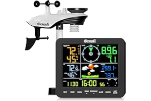 Gevanti SA8 Home Weather Station with Rain Gauge and Wind Speed, Weather Stations Wireless Indoor Outdoor with Rain Gauge Outdoor, Forecast, Temperature, Humidity, Moon Phase, Alarm Clock(No WiFi)