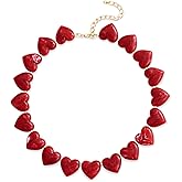 YUJIE Amber Acrylic Heart Choker Necklace for Women Vintage Punk Chunky Necklace Trendy Fashion Accessory