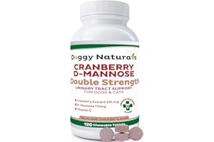 PET HEALTH PHARMA Cranberry D-Mannose for Dogs and Cats Urinary Tract Infection Support Prevents and Eliminates UTI, Bladder Infection Kidney Support, Antioxidant (Double Strength Tablet, 120 Count)