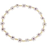 Agriajun Gold Daisy Flower Beaded Stretch Bracelets for Women, Cute Handmade Floral seed Beads Stackable Bracelet Beach Spring Boho Jewelry Gift