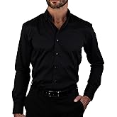 DKNY Men's Slim Fit Dress Shirts Solid Long Sleeve Stretch Wrinkle-Free Formal Shirt Business Casual Button Up Shirts