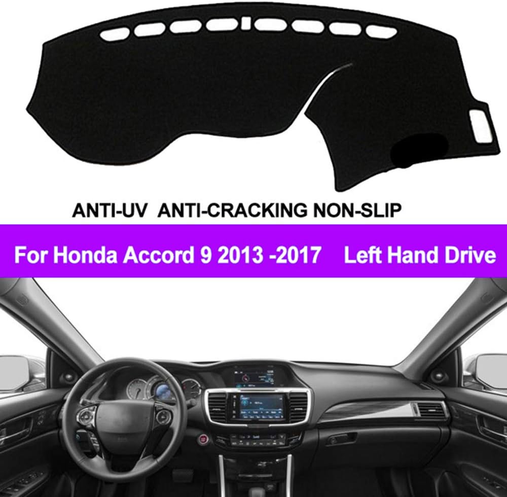 Oneuda Flannel Dashmat Dashboard Cover Dash Pad Car Mat Carpet Sun Shade for Honda Accord 9 2013 2014 2015 2016 2017 Anti-Slip Dash Board Cover Auto Accessories