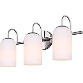 Canarm Novalee 3-Light Vanity Fixture – Brushed Nickel, Flat Opal Glass, Contemporary & Transitional Bathroom Light Fixture