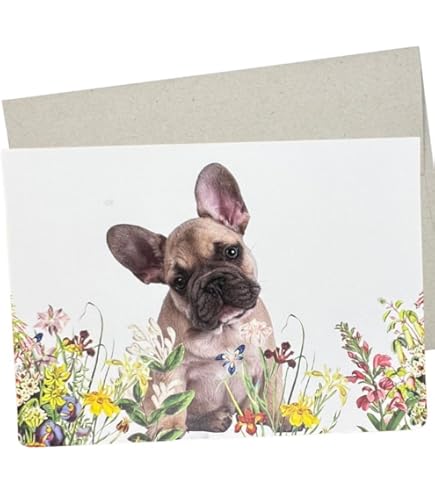 Old English Co. - Tarjeta De Cumpleaños Muy Especial De Bulldog Francés Para Sobrina, Diseño Floral De Cachorro De Bulldog Francés Para Ella, Lindas Tarjetas Bien Hechas Para Sobrina De Familiares