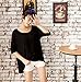 Shawhuaa Womens Loose Short Sleeve High-Low Hem T-shirt Tee Black