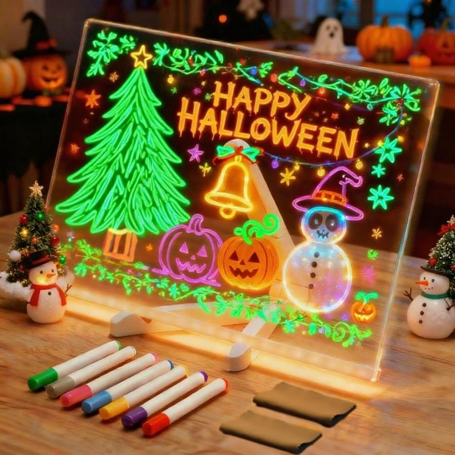Led Note Board with Colors, Light Up Acrylic Message Board, Acrylic Dry ...