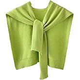 Women Sweater Shawl Wraps Y2K Knitted Tie Up Knotted Shoulder Cape Casual Travel Scarf Tops Trendy Preppy Streetwear