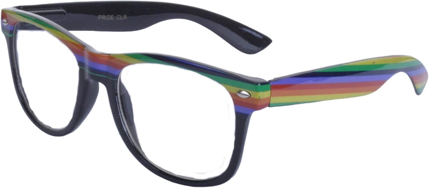 Clear Lens Rainbow Print GlassesBlack Amazon.co.uk Clothing