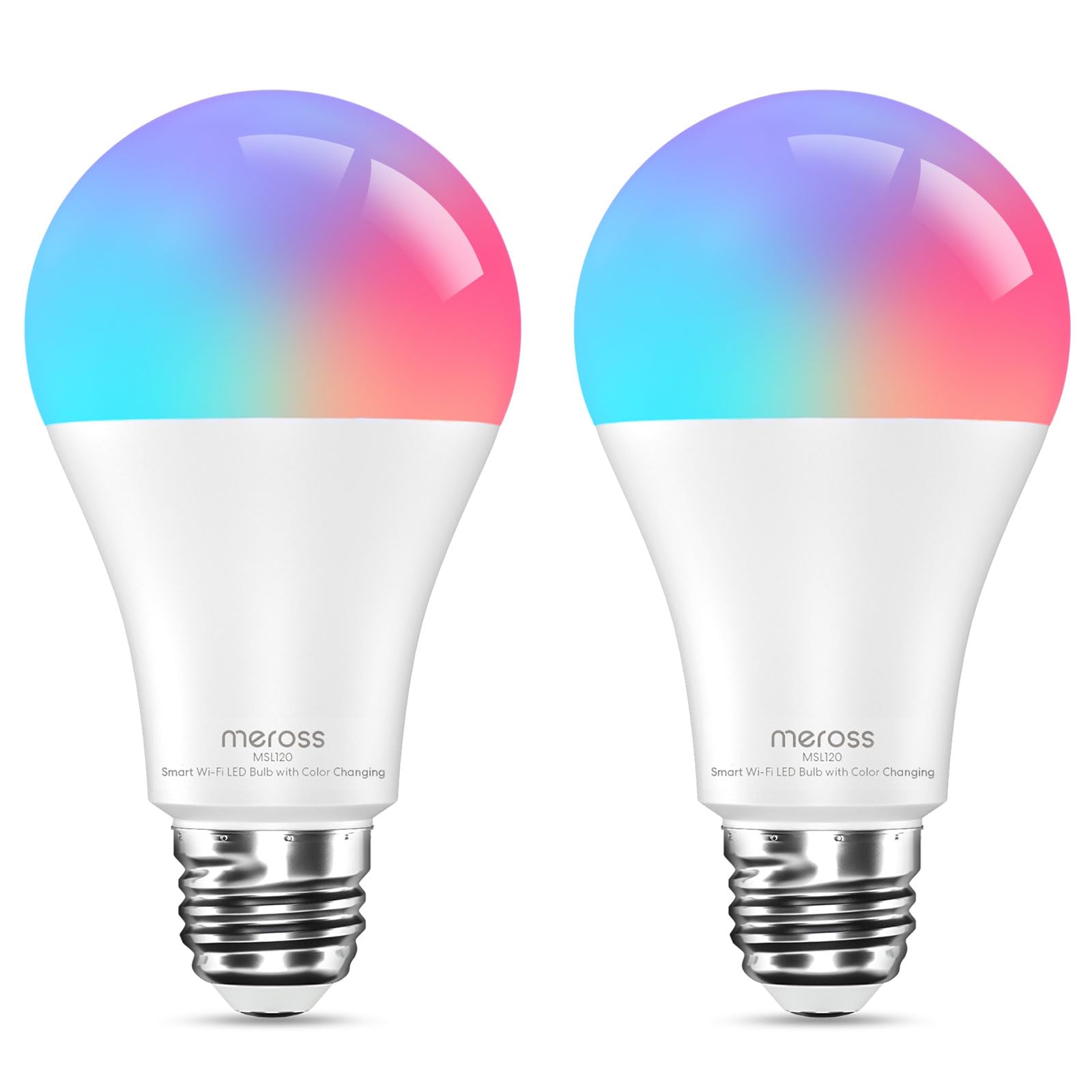 Photo 1 of meross Wi-Fi Smart Light Bulb, Color Changing Led Bulbs Compatible with Alexa and Google Home, 2700K-6500K Tunable White, 810 Lumens 60W Equivalent, A19, E26, 2 Pack