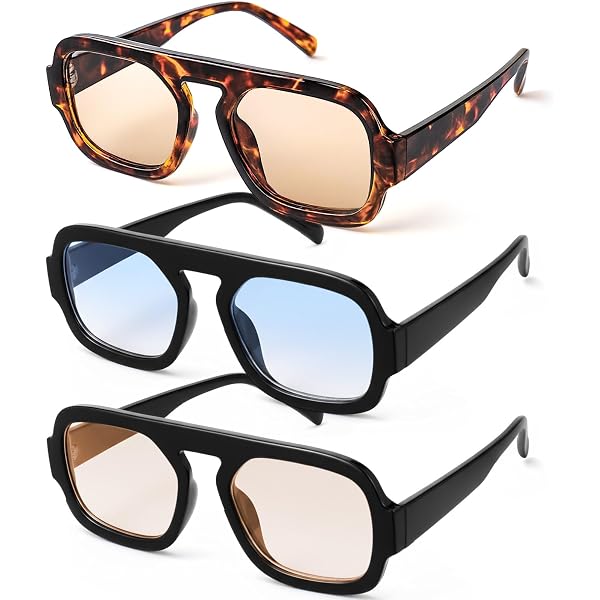 Amazon.com: IKUVNA 4 Pieces Retro Square Aviator Sunglasses  display picture 2