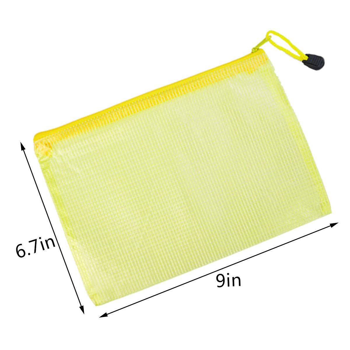 Lystaill 15pcs A5 Zipper File Bag PVC Mesh Document Bag Plastic Wallet Pouch for Office School Supplies Travel