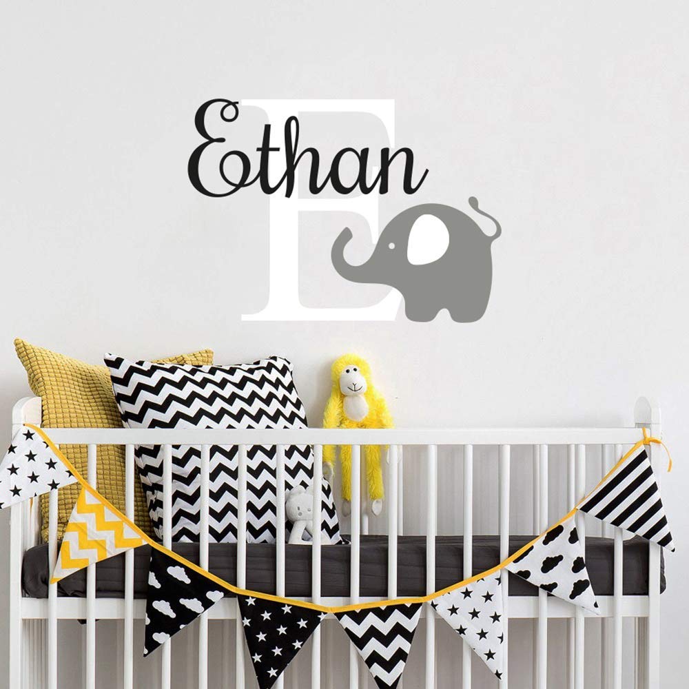 Baby Boy Monogram Elephant Name Nursery Wall Decor/Custom
