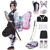 OURUEPY Full Set Men Anime Cosplay Costume For Tanjiro Party Role Costume Kimono Outfit Including Shoes Wig Sword