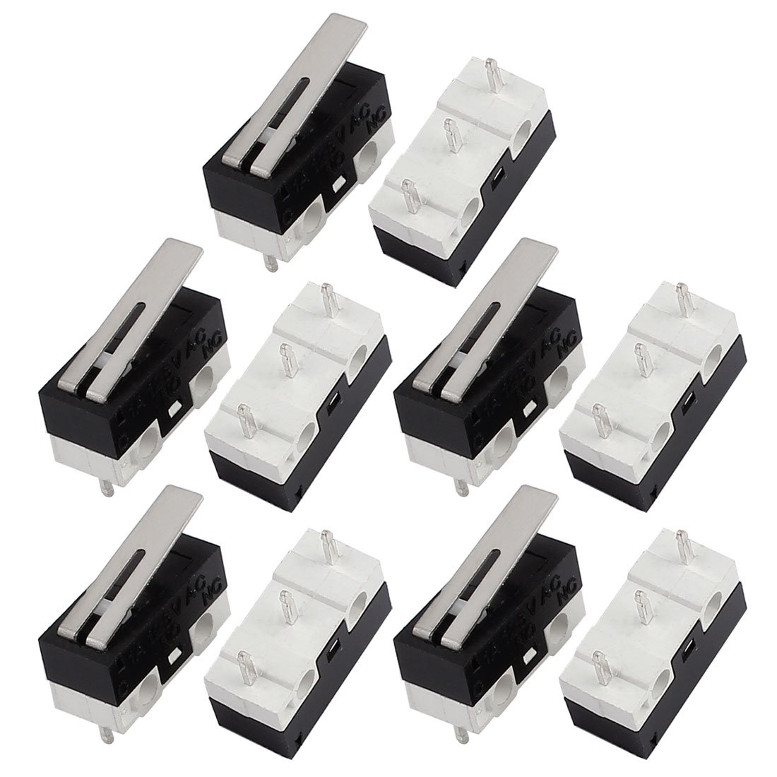 sourcingmap 10Pcs 125V 1A 3 Terminals Momentary 13mm Lever Arm Micro Switch Black KW10