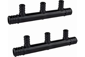 (Pack of 2) EFIELD Open Poly PPSU Barb Crimp Pex Manifold: 3/4 Trunk, 1/2" Port (3 Ports),(PPSU1807015-2PCS)