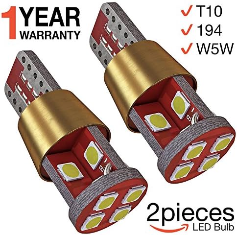 T10 LED - 194 LED Bulb - W5W Bulb - 2825 168 T-10 158 192 LED Bulb - Licence Plate Car Interior Map Light Bulbs - T10 Wedge - Extremely Bright - Xenon White - LED Error Free - 3030 Chipset