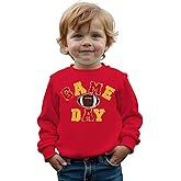 CM C&M WODRO Football Sweatshirt for Baby Boy Girl Game Day Sequin Embroidery Pullover Toddler Crewneck Long Sleeve Outfit