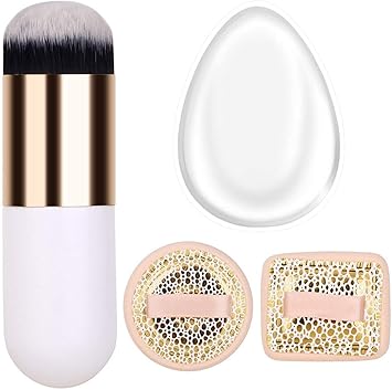 Kaptron Silicone Makeup Sponge with Blush-on Puff and Brush