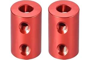 TA-VIGOR 2pcs 5mm to 5mm Shaft Coupling Set Screw, L20 x D12 Bore Rigid Shaft Coupler Joint Connector Aluminum Alloy for 3D Printer,DIY Robots, CNC Machine,Motor Accessories, Red