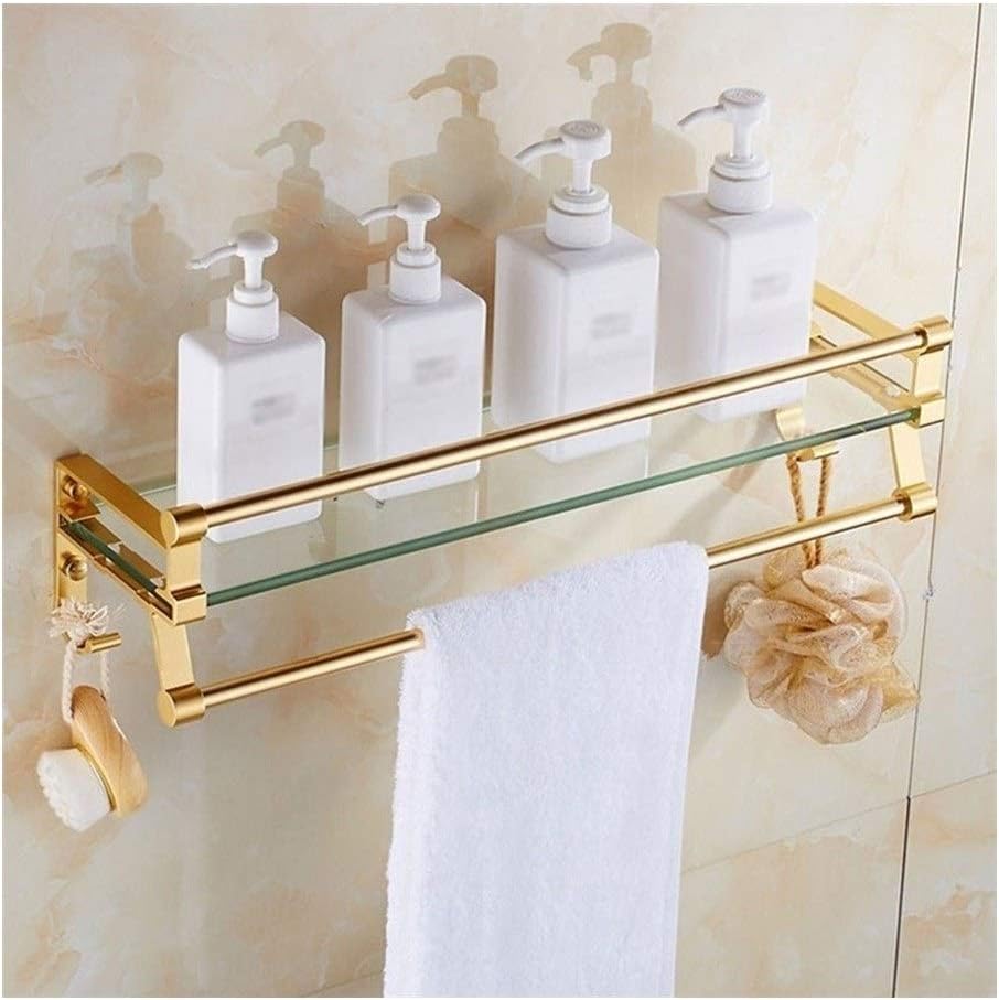 Bathroom Shelves Glass Shelf Bathroom Gold Plating Rectangle Accessories Space Aluminum Glass