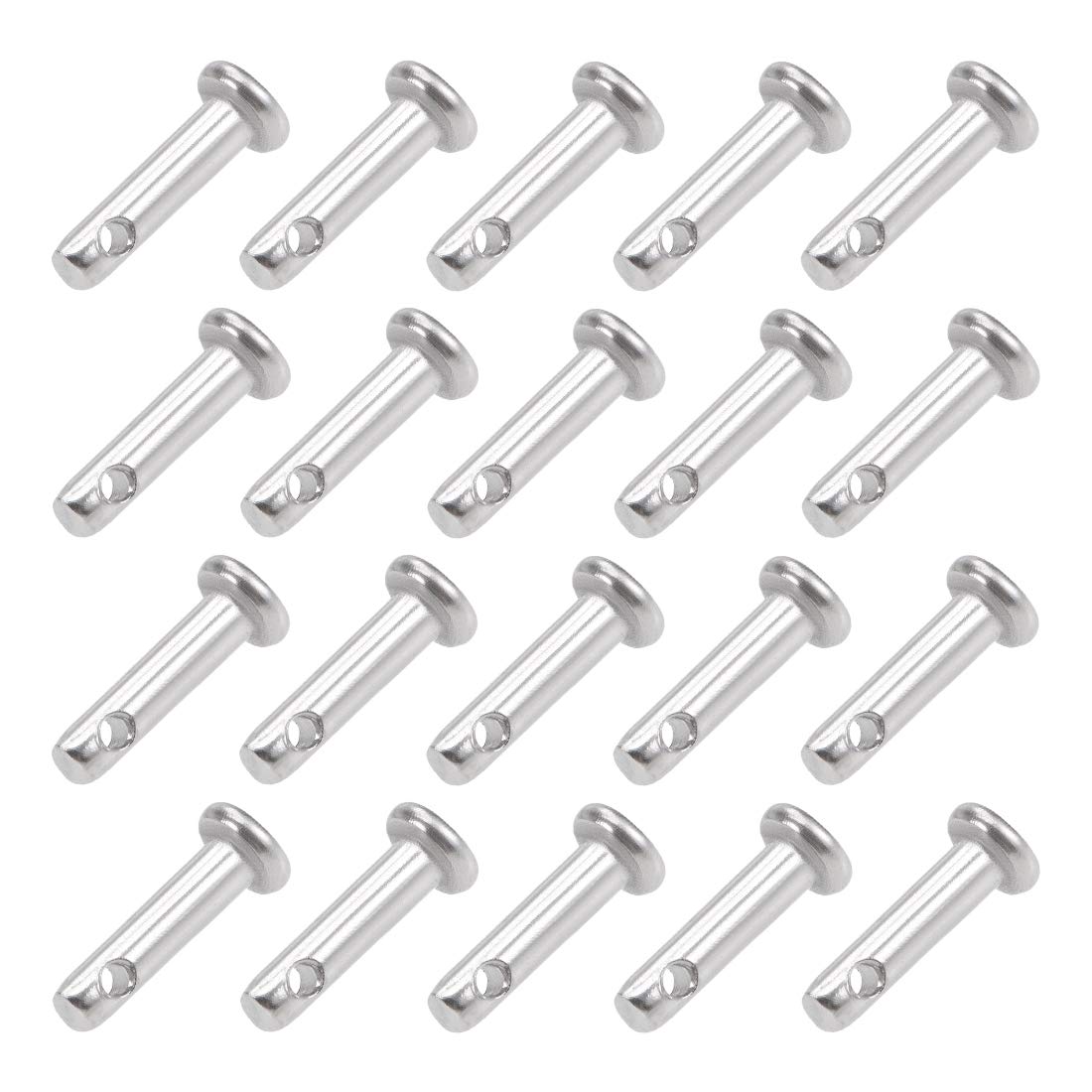 sourcing map Single Hole Clevis Pins - 3mm X 12mm Flat Head 304 Stainless Steel Link Hinge Pin 20Pcs