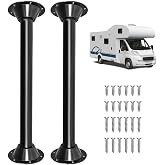 Hobuska 29" RV Table Leg and Base Mount Set, Camper Table Legs and Base Mounting Kit - Black Matte Finish, Fit for Camper, Trailer, Boat, Yard, Including 2 Legs &amp; 4 Bases