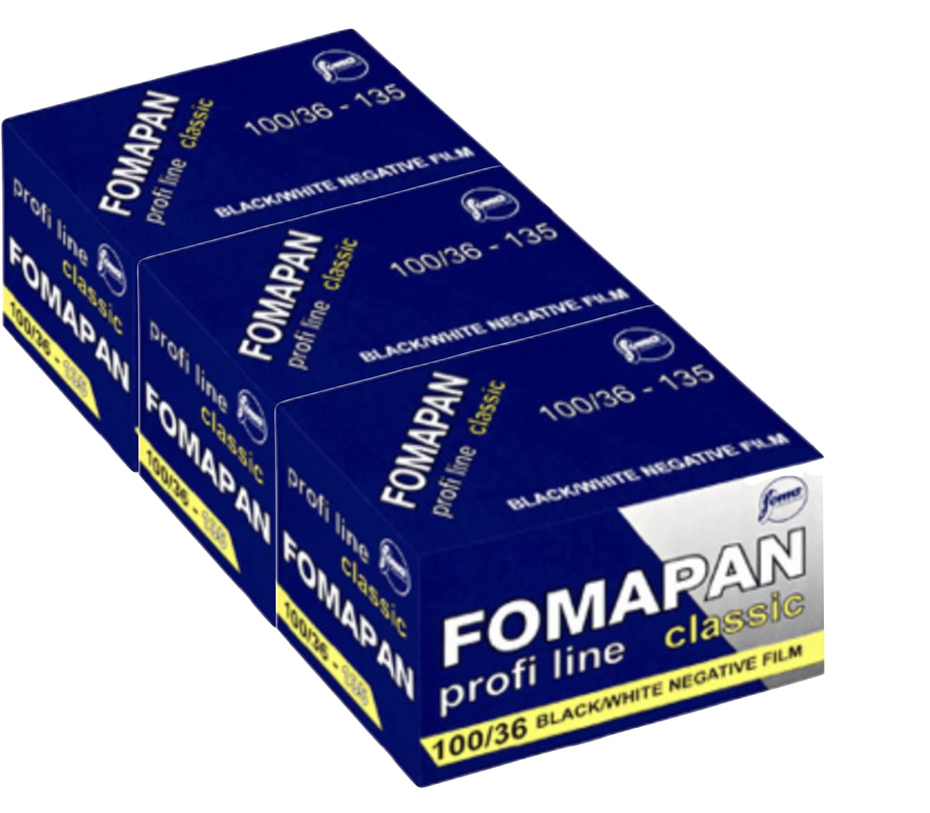 Foma Pack of 3 FOMAPAN CLASSIC 100 ASA 135/36 Black/White Film 35 mm