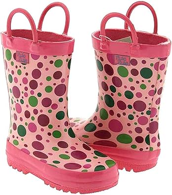 pink polka dot rain boots