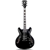 Redid Semi-Hollow Body Electric Guitar RD-100 Jazz Guitar with F-Hole,Maple neck,humbucker Pickups (Black)